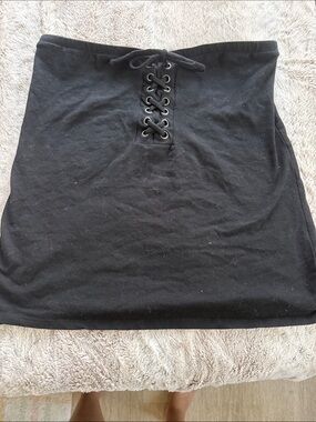 Torrid Women's Black Stretch lace up Cotton tube top 1 14 16